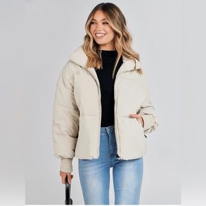 MEROKEETY Women's Winter Long Sleeve Zip Puffer Coat